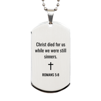 Load image into Gallery viewer, Romans 5 8 Dog Tag Necklaces - Romans 5:8 Necklace for Men – front view

