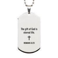 Load image into Gallery viewer, Romans 6 23 Dog Tag Necklaces - Romans 6:23 Necklace for Men – front view
