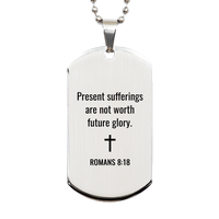 Load image into Gallery viewer, Romans 8 18 Dog Tag Necklaces - Romans 8:18 Necklace for Men – front view
