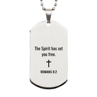 Load image into Gallery viewer, Romans 8 2 Dog Tag Necklaces - Romans 8:2 Necklace for Men – front view
