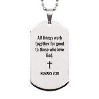 Load image into Gallery viewer, Romans 8 28 Dog Tag Necklaces - Romans 8:28 Necklace for Men – front view
