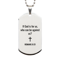 Load image into Gallery viewer, Romans 8 31 Dog Tag Necklaces - Romans 8:31 Necklace for Men – front view
