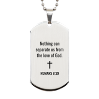 Load image into Gallery viewer, Romans 8 39 Dog Tag Necklaces - Romans 8:39 Necklace for Men – front view
