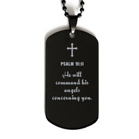 Load image into Gallery viewer, Psalm 91:11 Dog Tag Necklace – He Will Command His Angels Concerning You
