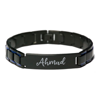 Load image into Gallery viewer, Ahmad Bracelet Personalized for Men Custom Name Engraved Jewelry for Boys Men Him Birthday Christmas Adjustable Link Bracelet – front view
