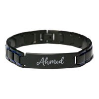Load image into Gallery viewer, Ahmed Bracelet Personalized for Men Custom Name Engraved Jewelry for Boys Men Him Birthday Christmas Adjustable Link Bracelet – front view
