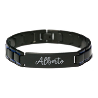 Load image into Gallery viewer, Alberto Bracelet Personalized for Men Custom Name Engraved Jewelry for Boys Men Him Birthday Christmas Adjustable Link Bracelet – front view
