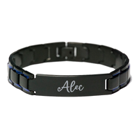 Load image into Gallery viewer, Alec Bracelet Personalized for Men Custom Name Engraved Jewelry for Boys Men Him Birthday Christmas Adjustable Link Bracelet – front view
