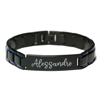Load image into Gallery viewer, Alessandro Bracelet Personalized for Men Custom Name Engraved Jewelry for Boys Men Him Birthday Christmas Adjustable Link Bracelet – front view
