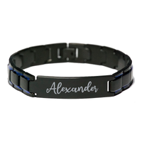 Load image into Gallery viewer, Alexander Bracelet Personalized for Men Custom Name Engraved Jewelry for Boys Men Him Birthday Christmas Adjustable Link Bracelet – front view
