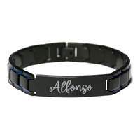 Load image into Gallery viewer, Alfonso Bracelet Personalized for Men Custom Name Engraved Jewelry for Boys Men Him Birthday Christmas Adjustable Link Bracelet – front view
