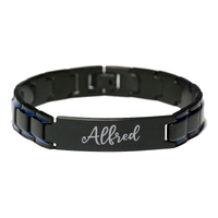 Load image into Gallery viewer, Alfred Bracelet Personalized for Men Custom Name Engraved Jewelry for Boys Men Him Birthday Christmas Adjustable Link Bracelet – front view
