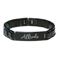 Load image into Gallery viewer, Alfredo Bracelet Personalized for Men Custom Name Engraved Jewelry for Boys Men Him Birthday Christmas Adjustable Link Bracelet – front view
