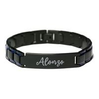 Load image into Gallery viewer, Alonzo Bracelet Personalized for Men Custom Name Engraved Jewelry for Boys Men Him Birthday Christmas Adjustable Link Bracelet – front view
