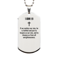 Load image into Gallery viewer, 1 John 1 9 Gifts - 1 John 1 9 Dog Tag Necklace – front view
