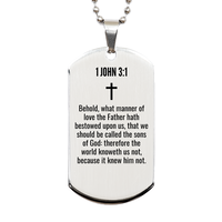 Load image into Gallery viewer, 1 John 3 1 Gifts - 1 John 3 1 Dog Tag Necklace – front view
