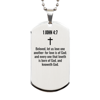 Load image into Gallery viewer, 1 John 4 7 Gifts - 1 John 4 7 Dog Tag Necklace – front view
