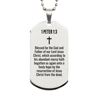 Load image into Gallery viewer, 1 Peter 1 3 Gifts - 1 Peter 1 3 Dog Tag Necklace – front view
