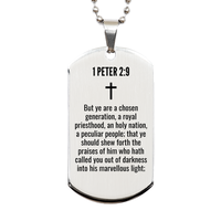 Load image into Gallery viewer, 1 Peter 2 9 Gifts - 1 Peter 2 9 Dog Tag Necklace – front view
