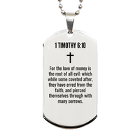 Load image into Gallery viewer, 1 Timothy 6 10 Gifts - 1 Timothy 6 10 Dog Tag Necklace – front view
