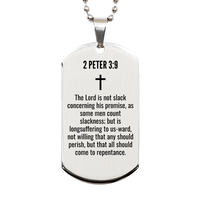 Load image into Gallery viewer, 2 Peter 3 9 Gifts - 2 Peter 3 9 Dog Tag Necklace – front view
