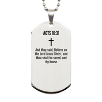 Load image into Gallery viewer, Acts 16 31 Gifts - Acts 16 31 Dog Tag Necklace – front view
