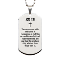 Load image into Gallery viewer, Acts 17 11 Gifts - Acts 17 11 Dog Tag Necklace – front view
