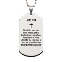 Load image into Gallery viewer, Acts 2 38 Gifts - Acts 2 38 Dog Tag Necklace – front view
