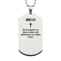 Load image into Gallery viewer, Amos 5 24 Gifts - Amos 5 24 Dog Tag Necklace – front view
