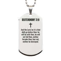 Load image into Gallery viewer, Deuteronomy 31 8 Gifts - Deuteronomy 31 8 Dog Tag Necklace – front view
