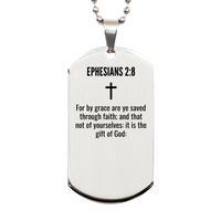 Load image into Gallery viewer, Ephesians 2 8 Gifts - Ephesians 2 8 Dog Tag Necklace – front view
