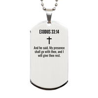 Load image into Gallery viewer, Exodus 33 14 Gifts - Exodus 33 14 Dog Tag Necklace – front view
