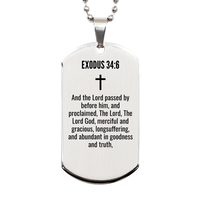 Load image into Gallery viewer, Exodus 34 6 Gifts - Exodus 34 6 Dog Tag Necklace – front view
