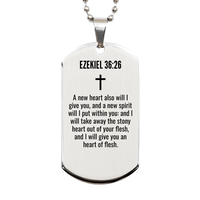 Load image into Gallery viewer, Ezekiel 36 26 Gifts - Ezekiel 36 26 Dog Tag Necklace – front view
