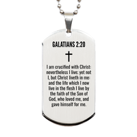 Load image into Gallery viewer, Galatians 2 20 Gifts - Galatians 2 20 Dog Tag Necklace – front view
