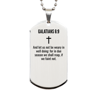 Load image into Gallery viewer, Galatians 6 9 Gifts - Galatians 6 9 Dog Tag Necklace – front view
