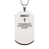 Load image into Gallery viewer, Genesis 1 1 Gifts - Genesis 1 1 Dog Tag Necklace – front view
