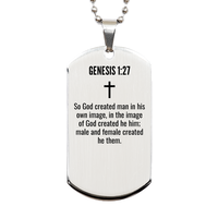 Load image into Gallery viewer, Genesis 1 27 Gifts - Genesis 1 27 Dog Tag Necklace – front view
