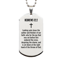 Load image into Gallery viewer, Hebrews 12 2 Gifts - Hebrews 12 2 Dog Tag Necklace – front view
