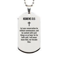 Load image into Gallery viewer, Hebrews 13 5 Gifts - Hebrews 13 5 Dog Tag Necklace – front view
