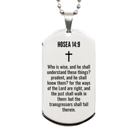 Load image into Gallery viewer, Hosea 14 9 Gifts - Hosea 14 9 Dog Tag Necklace – front view
