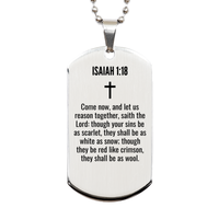 Load image into Gallery viewer, Isaiah 1 18 Gifts - Isaiah 1 18 Dog Tag Necklace – front view
