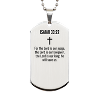 Load image into Gallery viewer, Isaiah 33 22 Gifts - Isaiah 33 22 Dog Tag Necklace – front view
