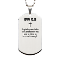 Load image into Gallery viewer, Isaiah 40 29 Gifts - Isaiah 40 29 Dog Tag Necklace – front view
