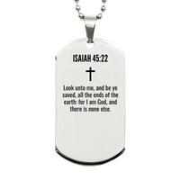 Load image into Gallery viewer, Isaiah 45 22 Gifts - Isaiah 45 22 Dog Tag Necklace – front view
