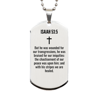 Load image into Gallery viewer, Isaiah 53 5 Gifts - Isaiah 53 5 Dog Tag Necklace – front view
