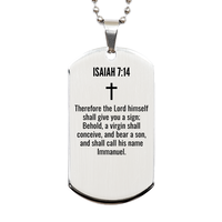 Load image into Gallery viewer, Isaiah 7 14 Gifts - Isaiah 7 14 Dog Tag Necklace – front view
