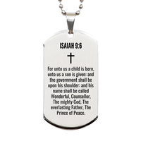 Load image into Gallery viewer, Isaiah 9 6 Gifts - Isaiah 9 6 Dog Tag Necklace – front view
