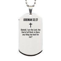 Load image into Gallery viewer, Jeremiah 32 27 Gifts - Jeremiah 32 27 Dog Tag Necklace – front view
