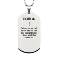 Load image into Gallery viewer, Jeremiah 33 3 Gifts - Jeremiah 33 3 Dog Tag Necklace – front view

